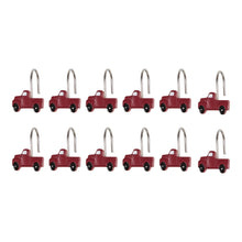 Kate Aurora Tis' The Season Holiday Christmas Trucks Fabric Shower Curtain With 12 Matching Hooks