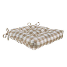 Kate Aurora Country Living Gingham Plaid Checkered Country Farmhouse Chair Cushion Pads - 1 Piece, Linen