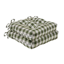 Kate Aurora Set of 2 Country Farmhouse Plaid Stain/Water Resistant Chair Cushions - Sage