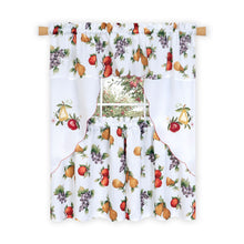 Kate Aurora Embroidered Fruit Medley 3 Piece Cafe Rod Pocket Kitchen Curtain And Valance Set - 24 in. Long