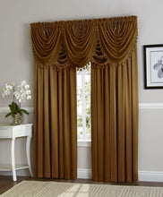 Kate Aurora 9 Piece Rod Pocket Semi Sheer Gold Window Curtains & Tasseled Valance Set - 84 in. Long