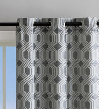 Kate Aurora Contemporary Living 2 Pack Semi Sheer Geometric Grommet Top Curtain Panels - Gray