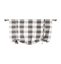 Kate Aurora Country Farmhouse Large Buffalo Plaid Tie Up Window Curtain With Ties - Gray