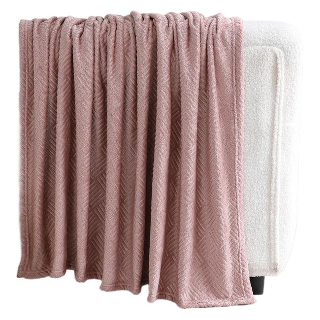 Kate Aurora Ultra Soft & Plush Hypoallergenic Boston Geo Accent Fleece Throw Blanket - 50" x 60" - Rose