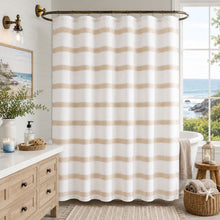 Kate Aurora Hotel Collection Spa Striped Waffle Fabric Shower Curtain - Taupe