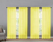 Kate Aurora 4 Piece Basic Home Rod Pocket Sheer Voile Window Curtain Panels - 52 in. W x 84 in. L, Yellow
