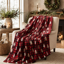 Kate Aurora Ultra Soft & Plush Red And Black Christmas Plaid Tree Check Accent Throw Blanket - 50 in. W x 60 in. L