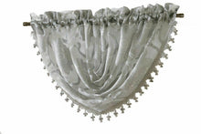 Kate Aurora Custom Scroll Sheer Voile Waterfall Window Curtain Valances - 57 in. W x 37 in. L, Silver