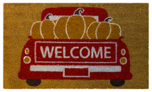 Kate Aurora Fall Harvest Welcome Pumpkin Truck Bristled Outdoor Welcome Mat - 18"x30"