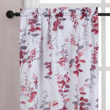 Kate Aurora Watercolor Floral Lillies Complete 3 Piece Rod Pocket Kitchen Curtain Tier & Valance Set - Berry