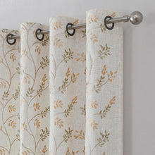 Kate Aurora 1 Piece Vanessa Floral Embroidered Linen Blend Semi Sheer Grommet Window Curtain Panel - 84 in. Long
