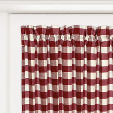 GoodGram Country Accents Burgundy Plaid Buffalo Check Kitchen Curtain Tier & Valance Set