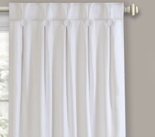 Kate Aurora 1 Piece Grant Light Filtering Button Pleated Rod Pocket & Back Tab Window Curtain Panel - 84 in. Long - White