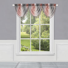 Kate Aurora 1 Piece Crushed Faux Satin Silver & Blush Rose Pink Ombre Window Waterfall Tasseled Valance