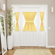 Kate Aurora Plaid Country Farmhouse French Door Curtain Panel With Matching Tieback - 25W x 40L, Yellow