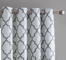 Kate Aurora 2 Piece 100% Full Blackout Trellis Grommet Top Window Curtain Panels - 52 in. W x 63 in. L, White
