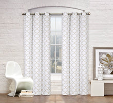 Kate Aurora Set of 2 Modern Elements Quatrefoil Lattice Poly Cotton Grommet Top Curtain Panels - Linen