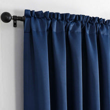 Kate Aurora Basic Drape Light Filtering Woven Jacquard Thermal Single Rod Pocket Window Curtain Panel - Navy