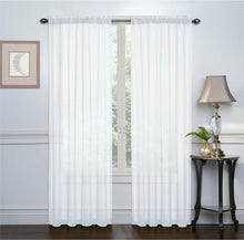 GoodGram 2 Piece White Basic Rod Pocket Sheer Voile Window Curtain Panels - 84 in. Long