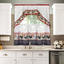 Kate Aurora Retro Rooster Complete 3 Piece Kitchen Curtain Tier and Swag Valance Set - 57 in. W x 24 in. L