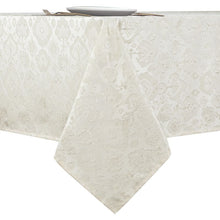 Kate Aurora Regency Collection Raised Jacquard Damask Fabric Tablecloth - 54 in. W x 84 in. L (6-8 Chairs), Beige