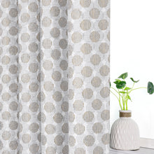 Kate Aurora 2 Piece Contemporary Chic Metallic Abstract Circles Light Filtering Grommet Top Curtains - White