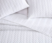 Kate Aurora Basic Bedding Herringbone Plush 3 Piece Quilt & Pillow Shams Set , White - Queen
