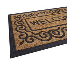 Kate Aurora Welcome Scroll Designed Coir Bristled Outdoor All Season Welcome Mat With Rubber Trim - 18"x30"
