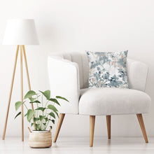 Kate Aurora Adelaide Floral Satin 18" X 18" Filled Accent Throw Pillow - Blue