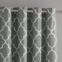 Kate Aurora 2 Piece 100% Full Blackout Trellis Grommet Top Window Curtain Panels - 52 in. W x 96 in. L, Gray