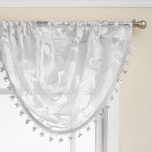 Kate Aurora Custom Scroll Sheer Voile Waterfall Window Curtain Valances - 57 in. W x 37 in. L, White