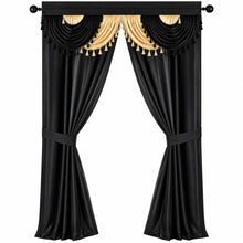 Kate Aurora Black & Gold Halloween Complete Attached Rod Pocket Window Curtain Set