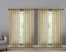 Kate Aurora 4 Piece Basic Home Rod Pocket Sheer Voile Window Curtain Panels - 52 in. W x 84 in. L, Gold