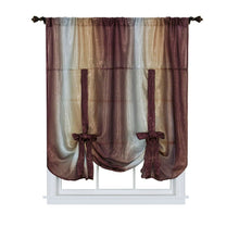 GoodGram Ombre Crushed Satin Sheer Single Window Curtains & Valances - 50 in. W x 63 in. L Single Tie Up Shade, Chocolate