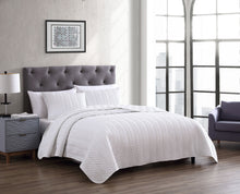 Kate Aurora Basic Bedding Herringbone Plush 3 Piece Quilt & Pillow Shams Set , White - Queen