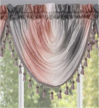 Kate Aurora 1 Piece Crushed Faux Satin Silver & Blush Rose Pink Ombre Window Waterfall Tasseled Valance