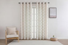 Kate Aurora 1 Piece Vienna Lux Embroidered Linen Blend Semi Sheer Grommet Window Curtain Panel - 84 in. Long - Flax