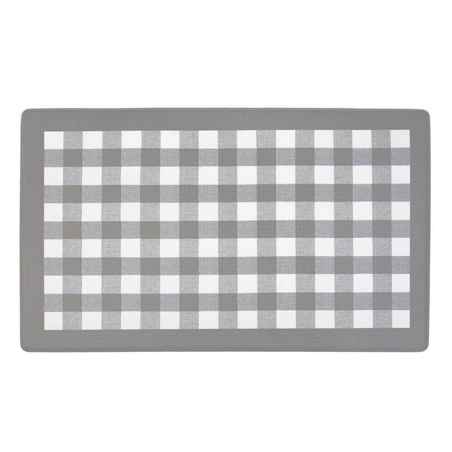 Kate Aurora Country Farmhouse Oversized Premium Anti Fatigue Memory Foam Kitchen Floor Mat - 18 in. W x 30 in. L, Gray & Whit