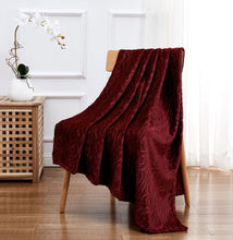 Kate Aurora Ultra Soft & Plush Cable Geometric Designed Embossed Fleece Accent Throw Blanket - Burgundy