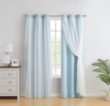 Kate Aurora Basic Elegance 2 Pack Double Layered Hotel Chic Sheer Light Defusing Curtains - 38 in. W x 84 in. L, Blue