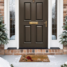 Kate Aurora Christmas Winter Wonderland Cardinal & Snowflakes Bristled Outdoor Welcome Mat - 18"x30"