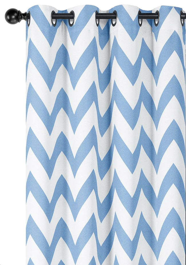 GoodGram 2 Pack: Hotel Thermal Grommet 100% Blackout Curtains - 52 in. W x 84 in. L, Chevron Aqua