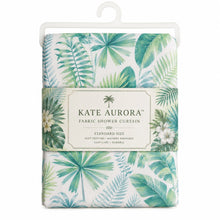 Kate Aurora Tropic Essentials Coastal Aqua Palm Fabric Shower Curtain - Standard Size