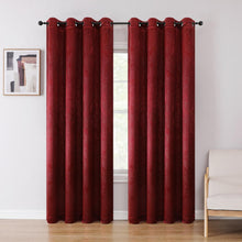 Set of 2 Leeds Floral Leaves Embossed Light Filtering Grommet Top Window Curtain Panels - Kate Aurora - Burgundy