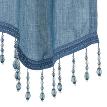 Kate Aurora Gina Complete 4 Piece Blue Metallic Sheer Window Curtains & Beaded Valances Set