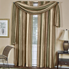 GoodGram Royal Ombre Crushed Semi Sheer Complete 3 Piece Window Curtains & Scarf Set - 42 in. W x 84 in. L, Earth