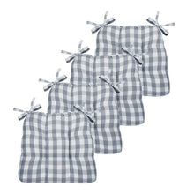 Kate Aurora Country Living Gingham Plaid Checkered Country Farmhouse Chair Cushion Pads - 4 Piece, Gray