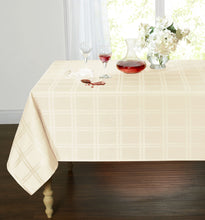 Kate Aurora Plaid & Tartan Stain Resistant & Spill-Proof Fabric Tablecloth - 10-12 Chairs, Beige
