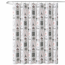 Kate Aurora Chic Bonjour XOXO Parisian Eiffel Tower Mold & Mildew Resistant Fabric Shower Curtain