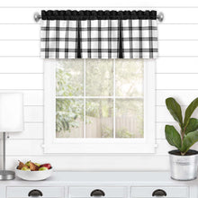 Kate Aurora Windowpane Plaid Country Farmhouse Rod Pocket Window Valance - Black